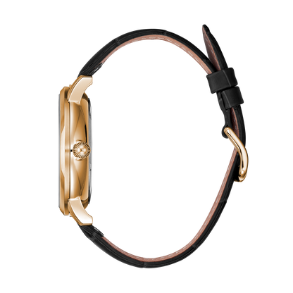 René Mouris Executive 80101RM5 men's watch, rose gold, black dial, black leather strap – side profile
