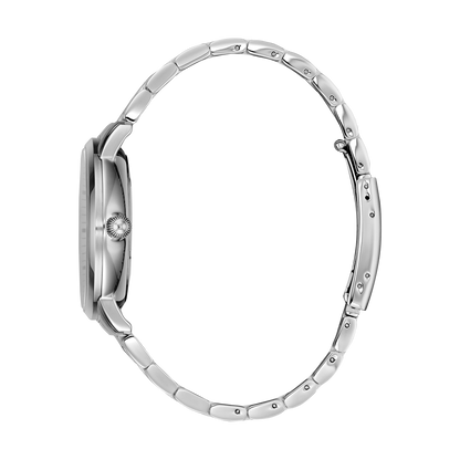 René Mouris Executive 80102RM2 men's watch, silver, white dial, steel bracelet – side profile
