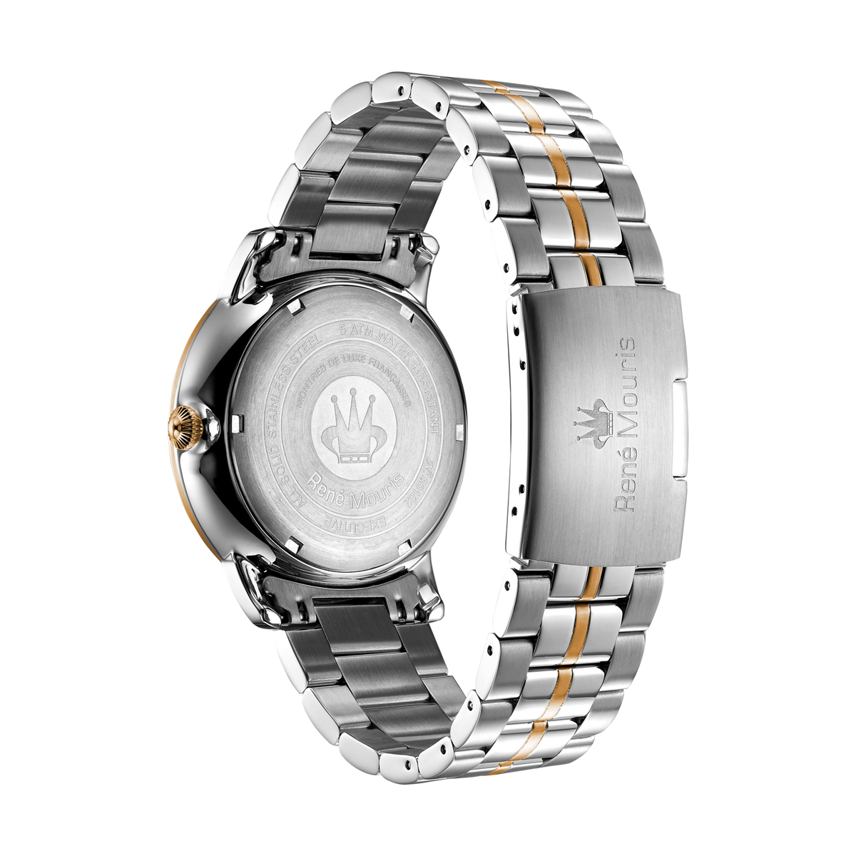 René Mouris Executive 80102RM4 men's watch, two-tone rose gold, cream dial – case back