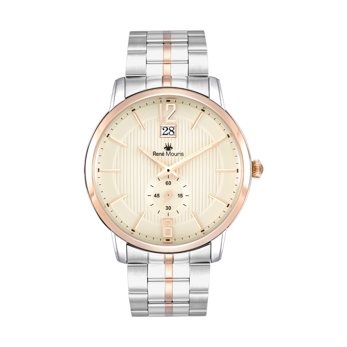 René Mouris Executive 80102RM4 men's watch, two-tone rose gold, cream dial – front view