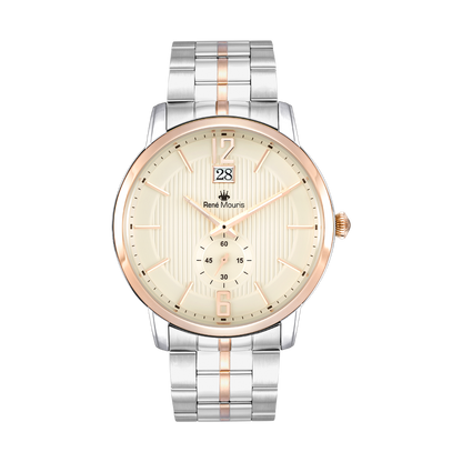 René Mouris Executive 80102RM4 men's watch, two-tone rose gold, cream dial – front view