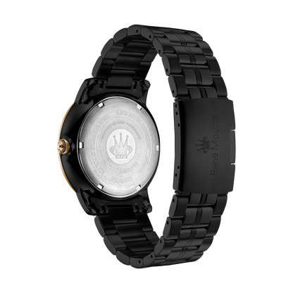 René Mouris Executive 80102RM5 men's watch, black PVD, black dial, rose gold bezel – case back