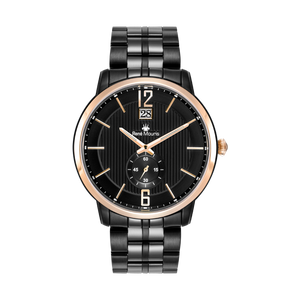 René Mouris Executive 80102RM5 men's watch, black PVD, black dial, rose gold bezel – front view