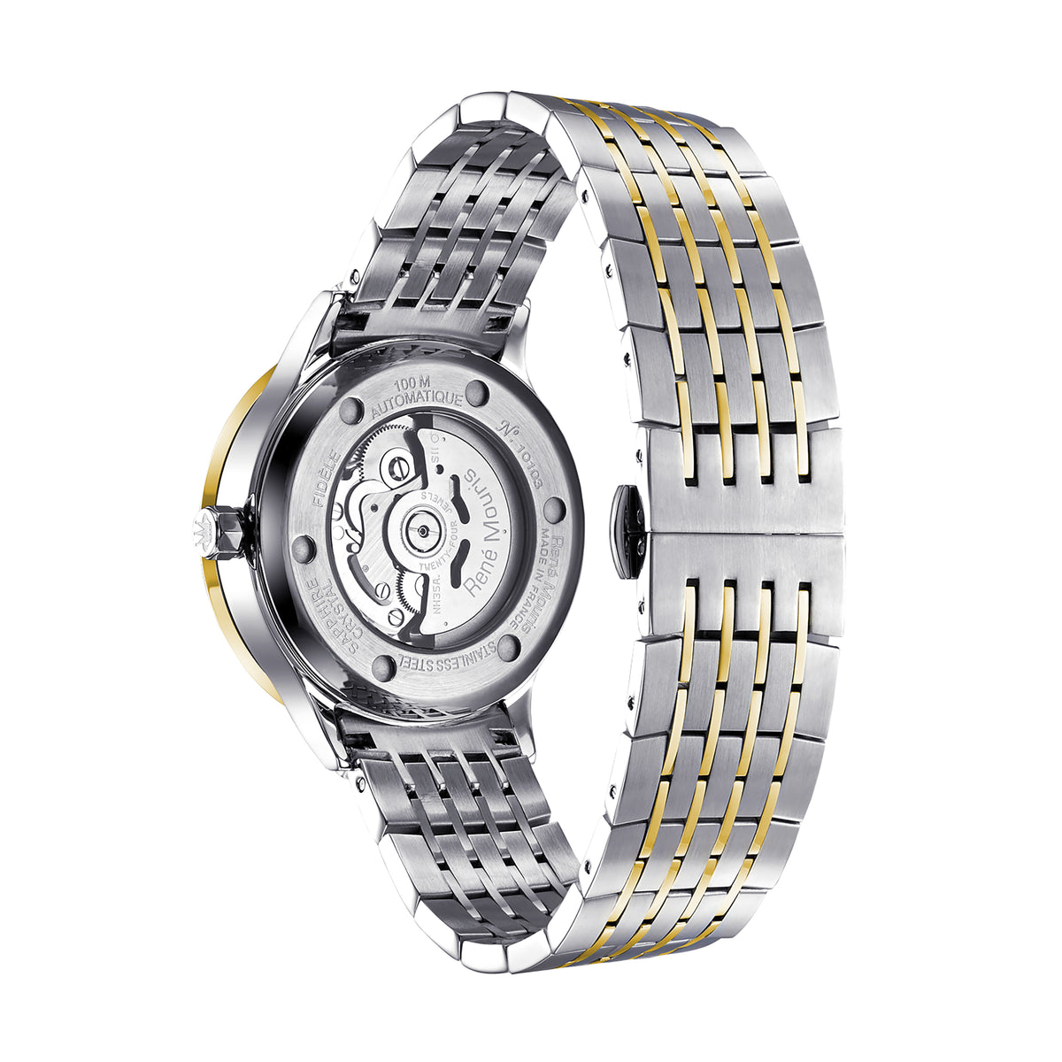 René Mouris Fidèle 10103RM2 men's watch, two-tone gold, champagne dial – case back