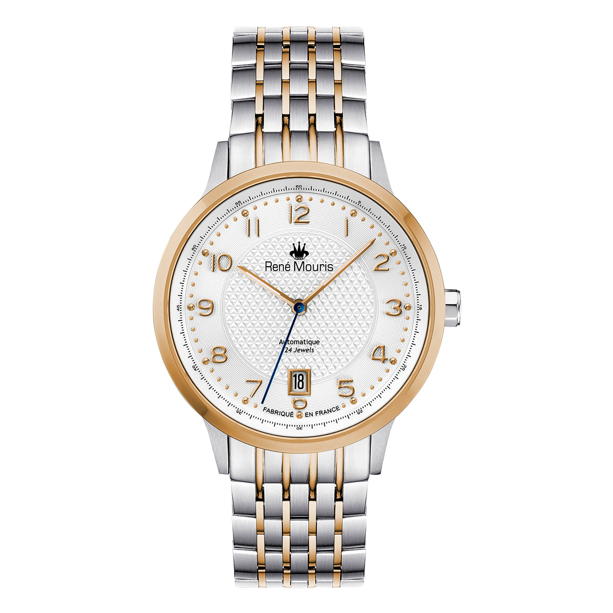 René Mouris Fidèle 10103RM3 men's watch, two-tone rose gold, white dial – front view