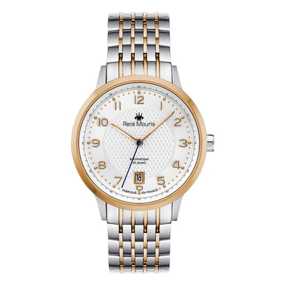 René Mouris Fidèle 10103RM3 men's watch, two-tone rose gold, white dial – front view