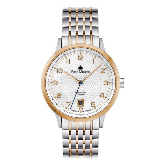 René Mouris Fidèle 10103RM3 men's watch, two-tone rose gold, white dial – front view