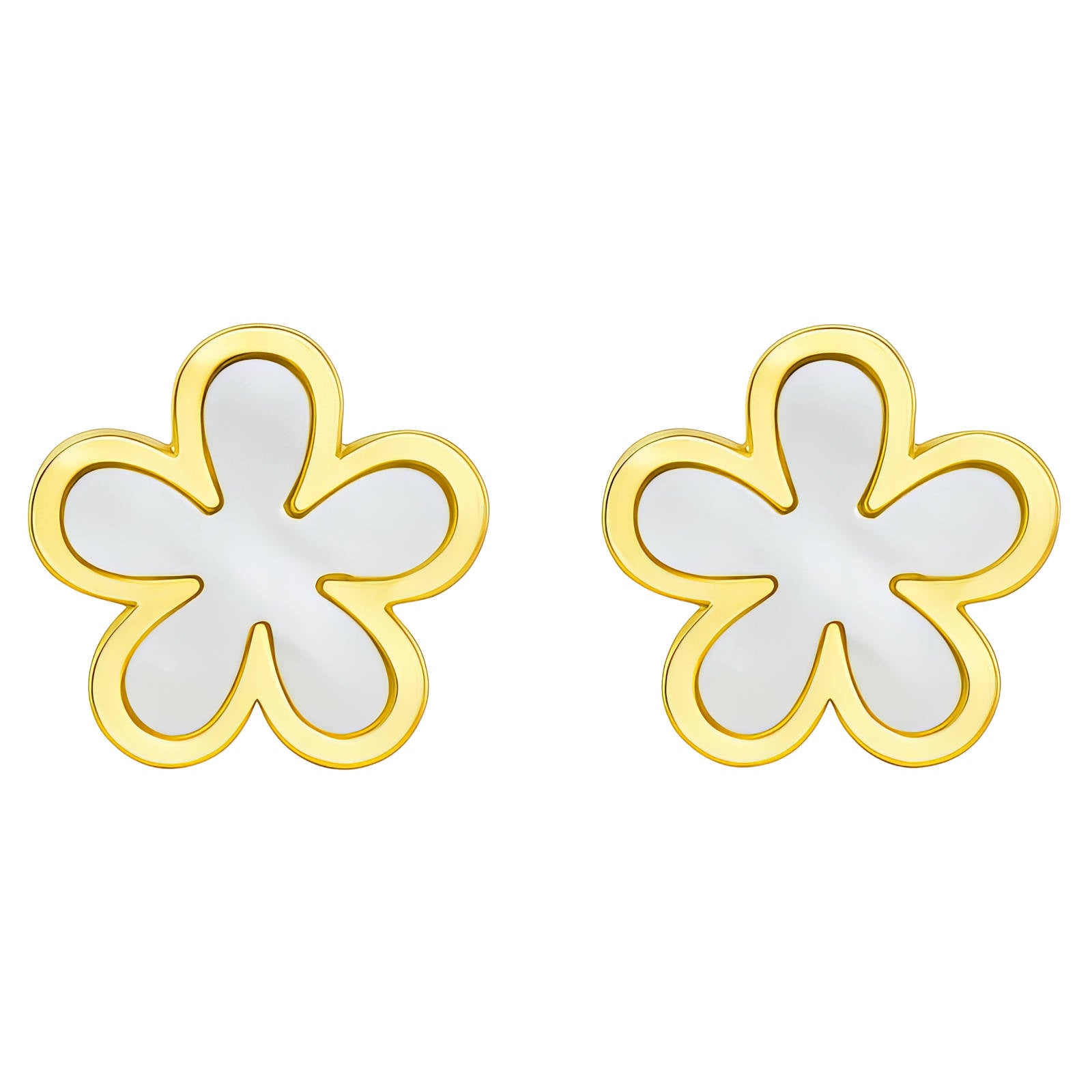 Flower Design Earrings 18K Gold Plated Steel 