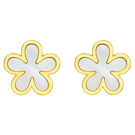 Flower Design Earrings 18K Gold Plated Steel 