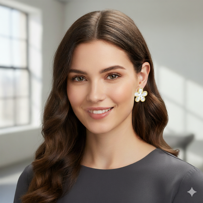 Flower Design Earrings 18K Gold Plated Steel 