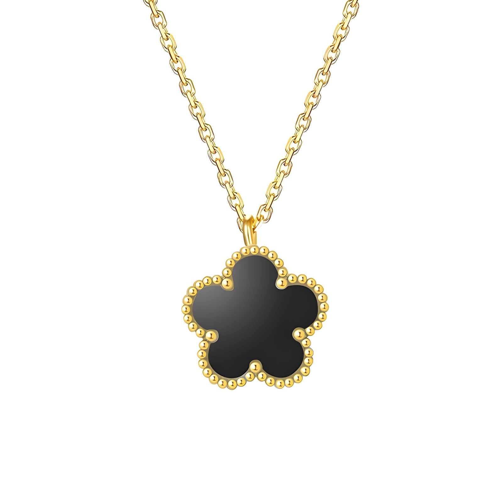 Flower" Necklace, 18K Gold Plated Steel