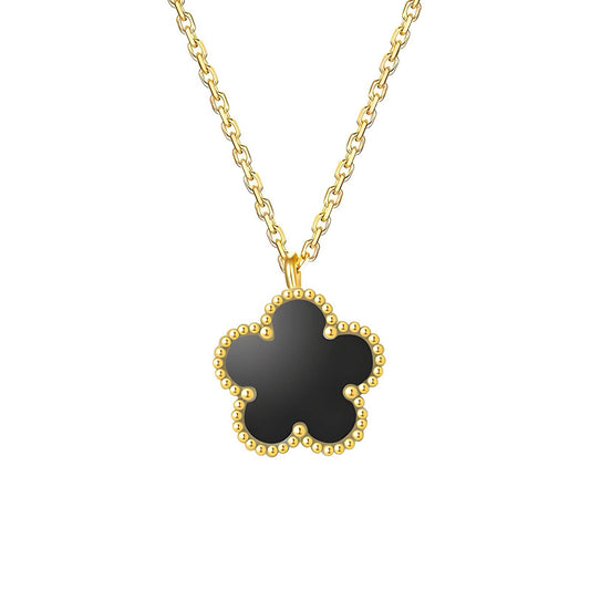 Flower" Necklace, 18K Gold Plated Steel