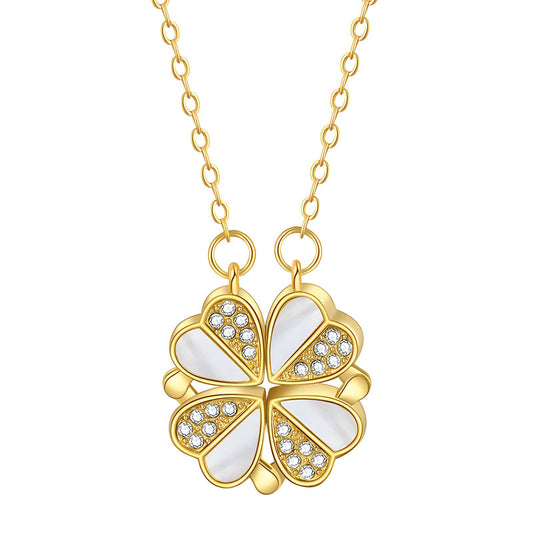 "Flower" Necklace, 18K Gold Plated Steel