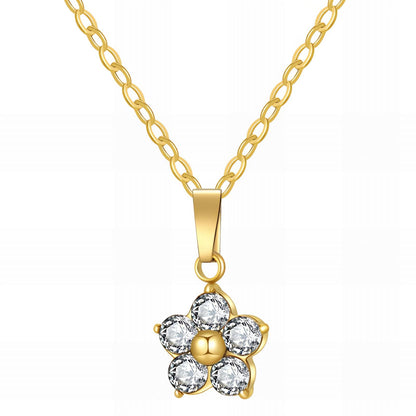 Flower" Necklace And Earrings 18K Gold Plated Steel SET