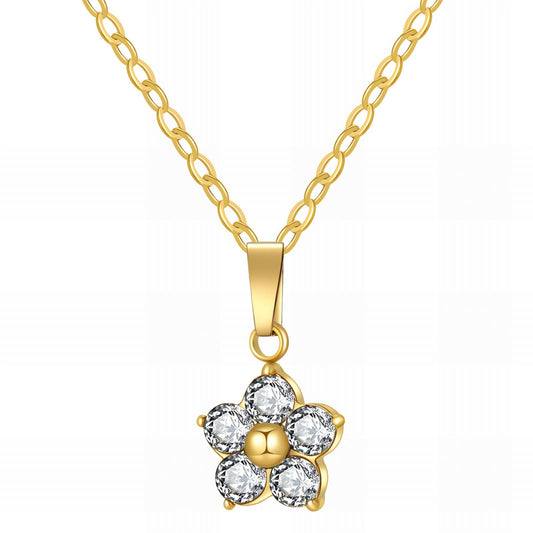 Flower" Necklace And Earrings 18K Gold Plated Steel SET
