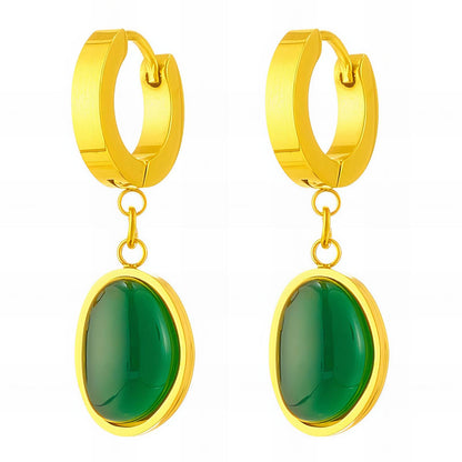 Green Luxe Hoops 18K Gold Plated Steel