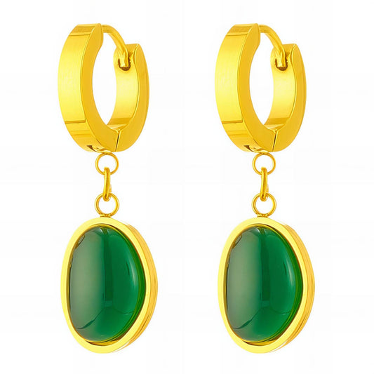 Green Luxe Hoops 18K Gold Plated Steel