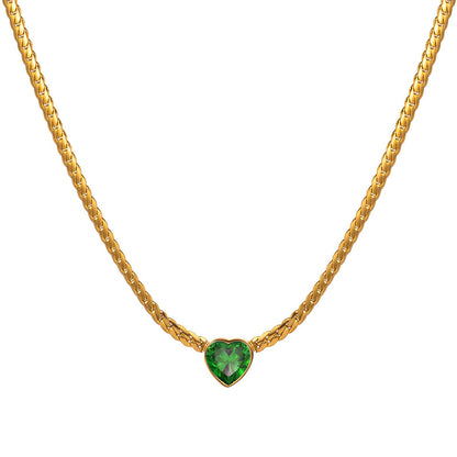 "Heart" Necklace, 18K Gold Plated Steel