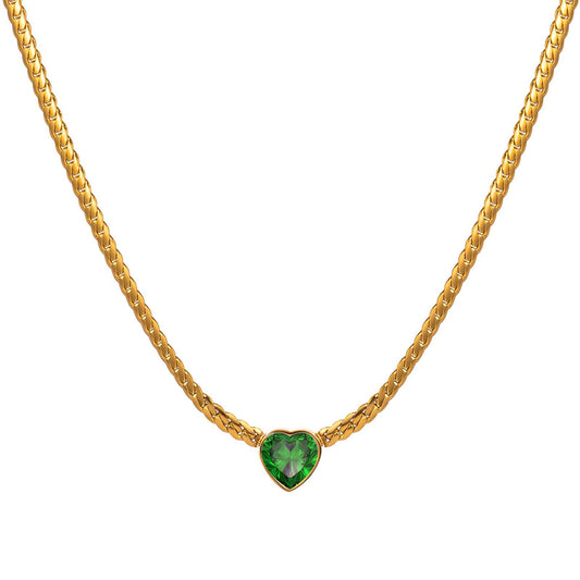 "Heart" Necklace, 18K Gold Plated Steel
