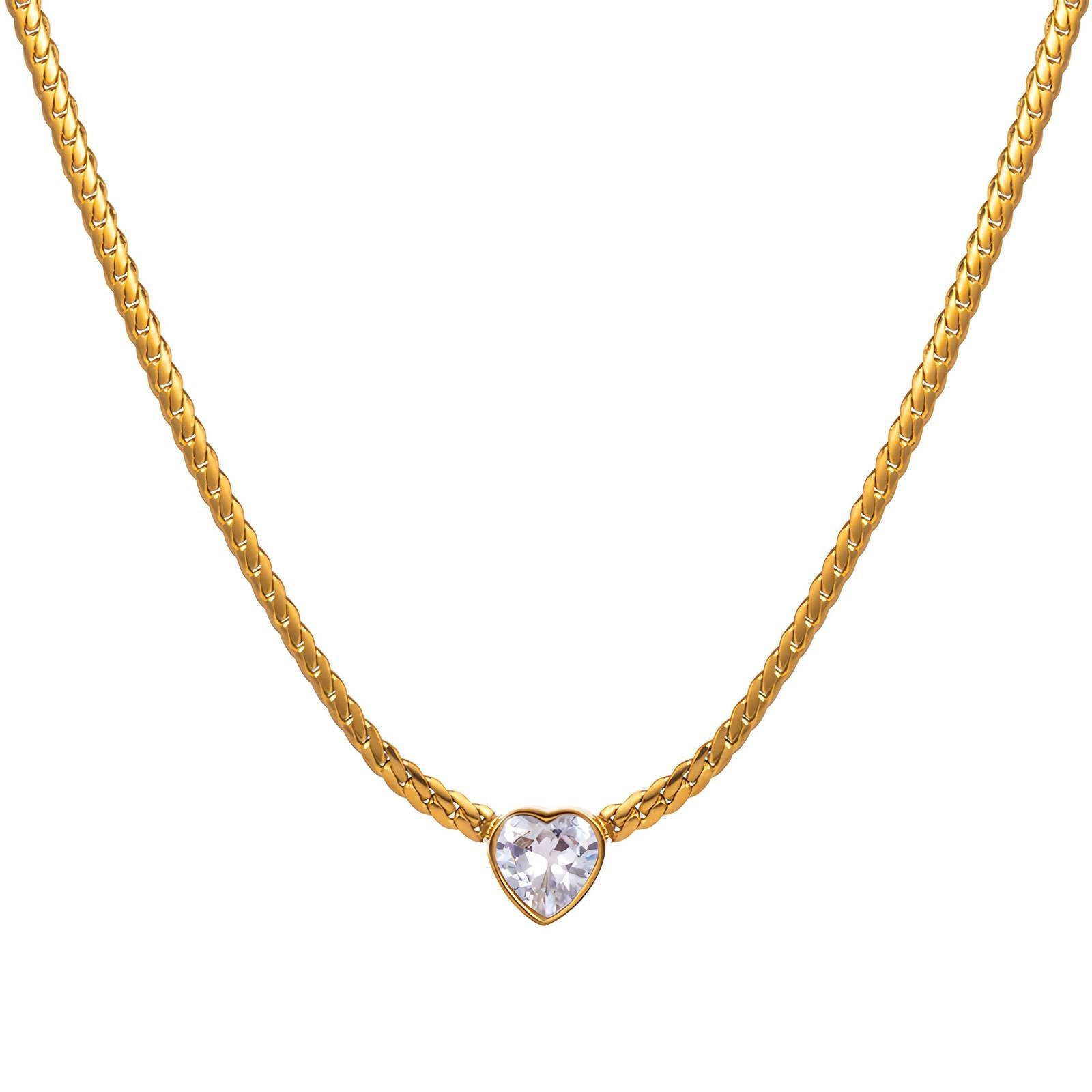 "Heart" Necklace, 18K Gold Plated Steel