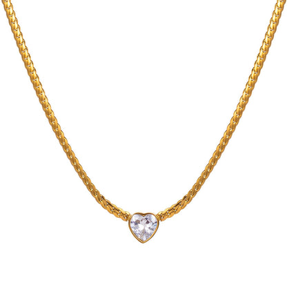 "Heart" Necklace, 18K Gold Plated Steel