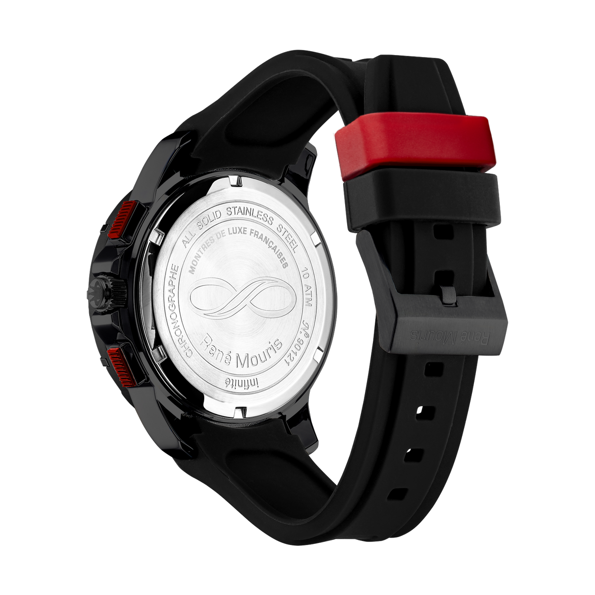 René Mouris Infinité 90121RM3 men's watch, black PVD, black dial, red accents – case back