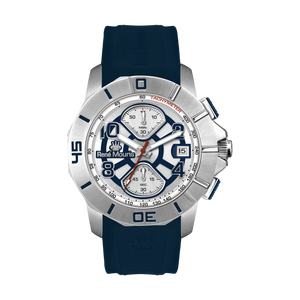 René Mouris Infinité 90121RM5 men's watch, silver, white dial, blue silicone strap – front view