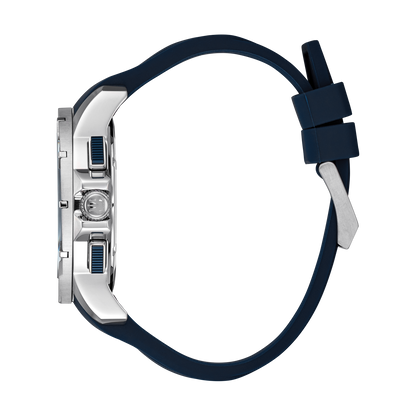 René Mouris Infinité 90121RM5 men's watch, silver, white dial, blue silicone strap – side profile
