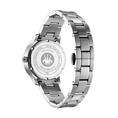 René Mouris Lola 50113RM1 women's watch, silver, white dial, crystal bezel – case back
