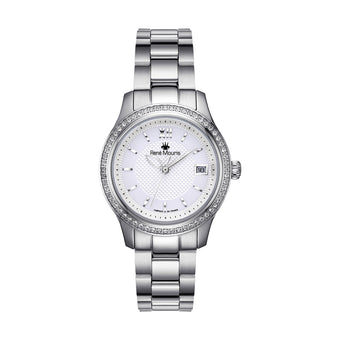 René Mouris Lola 50113RM1 women's watch, silver, white dial, crystal bezel – front view