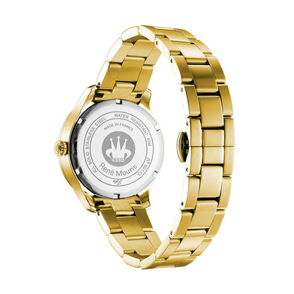 René Mouris Lola 50113RM2 women's watch, gold, champagne dial, crystal bezel – case back