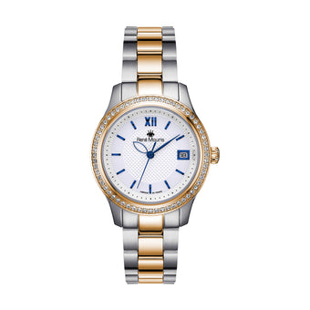 René Mouris Lola 50113RM3 women's watch, two-tone rose gold, white dial, crystal bezel – front view