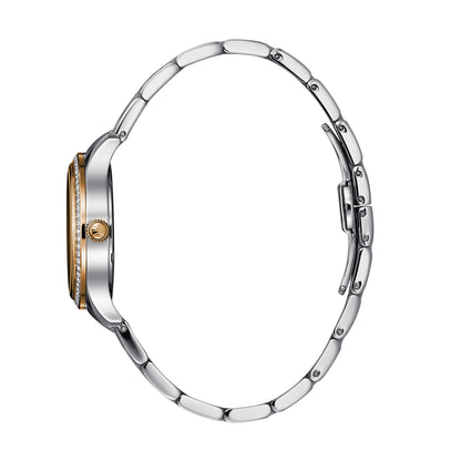 René Mouris Lola 50113RM3 women's watch, two-tone rose gold, white dial, crystal bezel – side profile