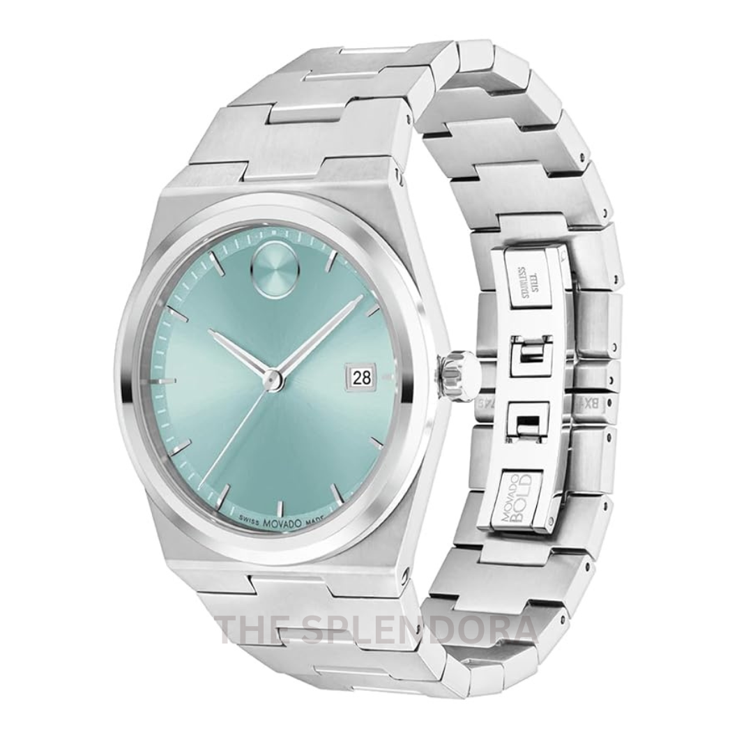 Movado Bold Quest Swiss Quartz Watch | Ice Blue Dial | Stainless Steel