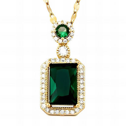Necklace, 18K Gold Plated Steel Green 