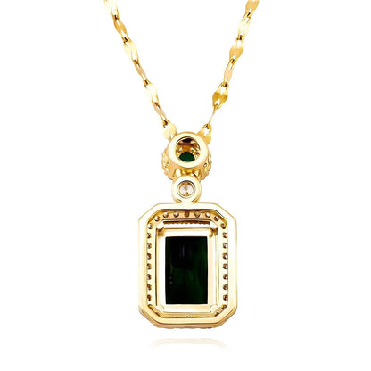 Necklace, 18K Gold Plated Steel Green 