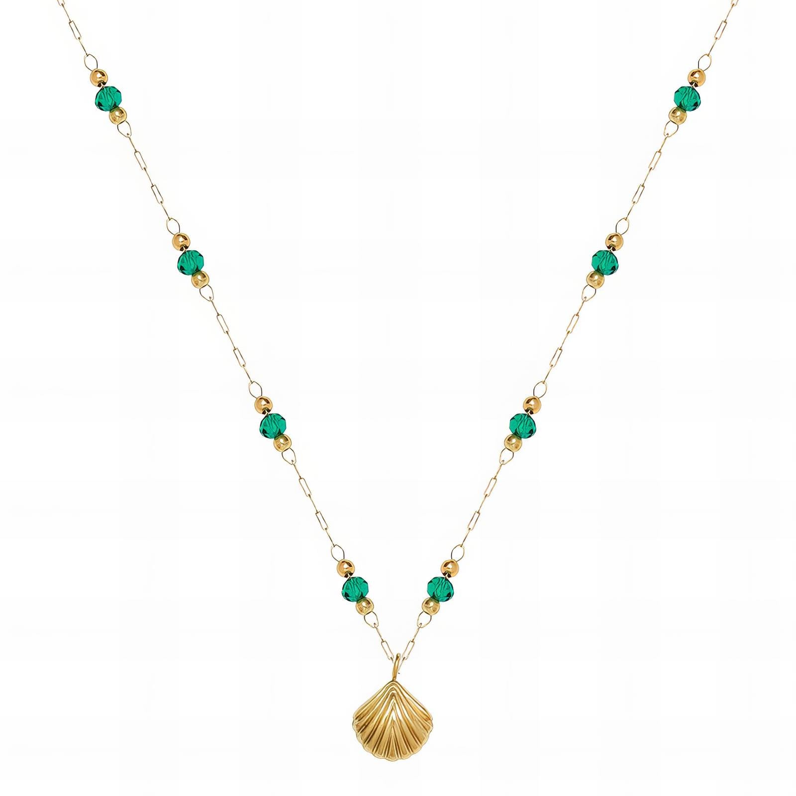 Necklace, 18K Gold Plated Steel & Rhinestones.