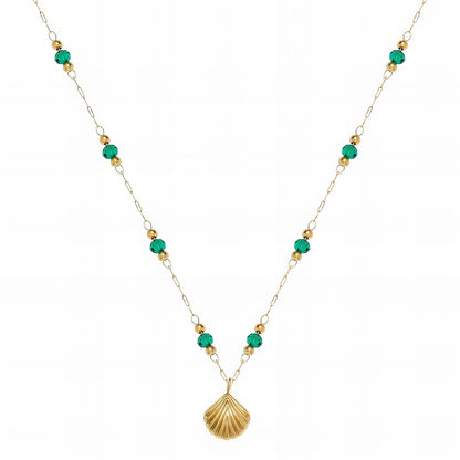 Necklace, 18K Gold Plated Steel & Rhinestones.