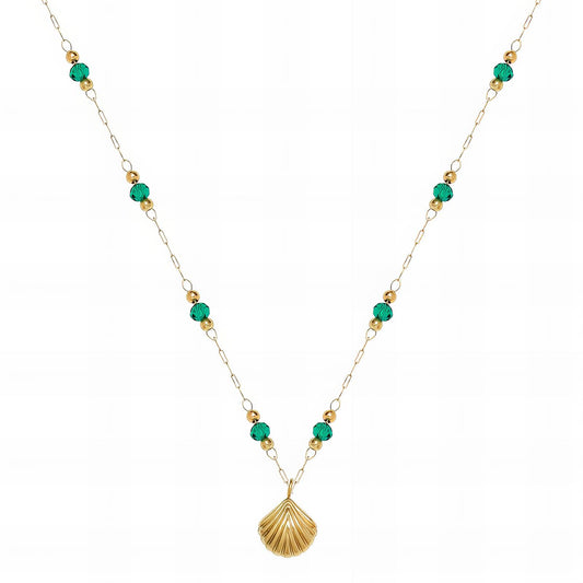 Necklace, 18K Gold Plated Steel & Rhinestones.