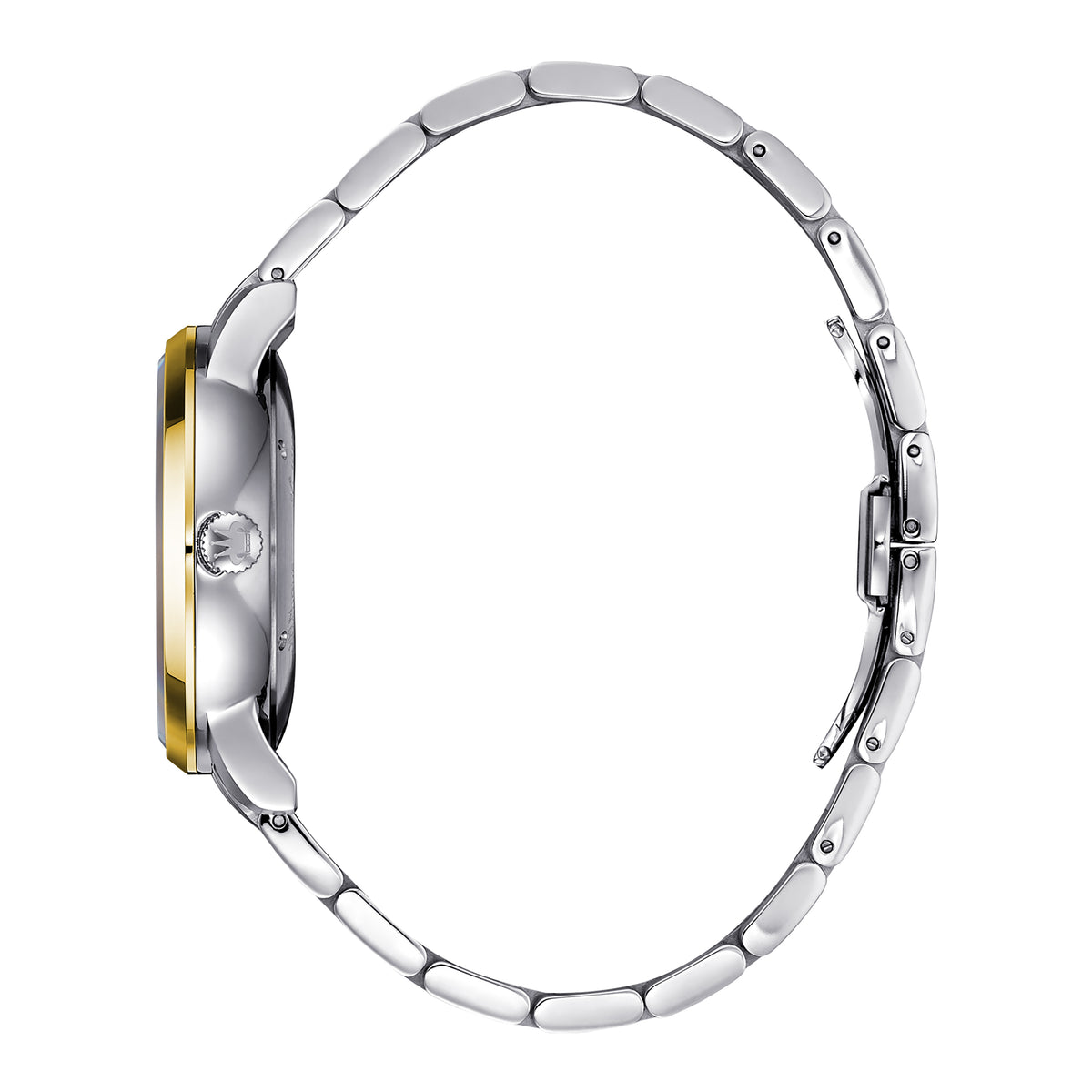 René Mouris Noblesse 10107RM2 men's watch, two-tone gold, black dial – side profile