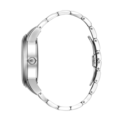 René Mouris Orion 70102RM1 men's automatic watch, silver with white dial and steel bracelet – side profile
