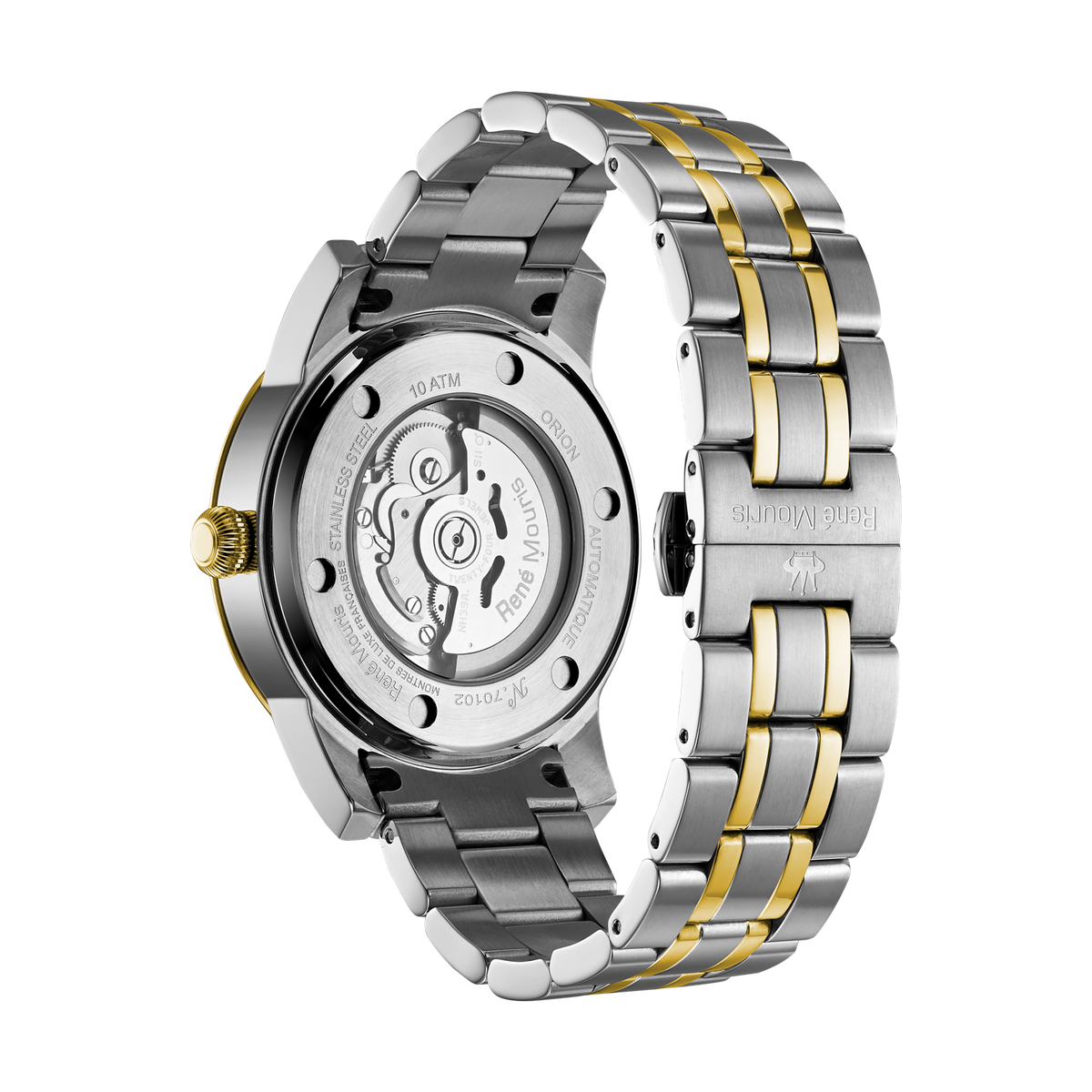 René Mouris Orion 70102RM4 men's automatic watch, two-tone gold with white dial – case back