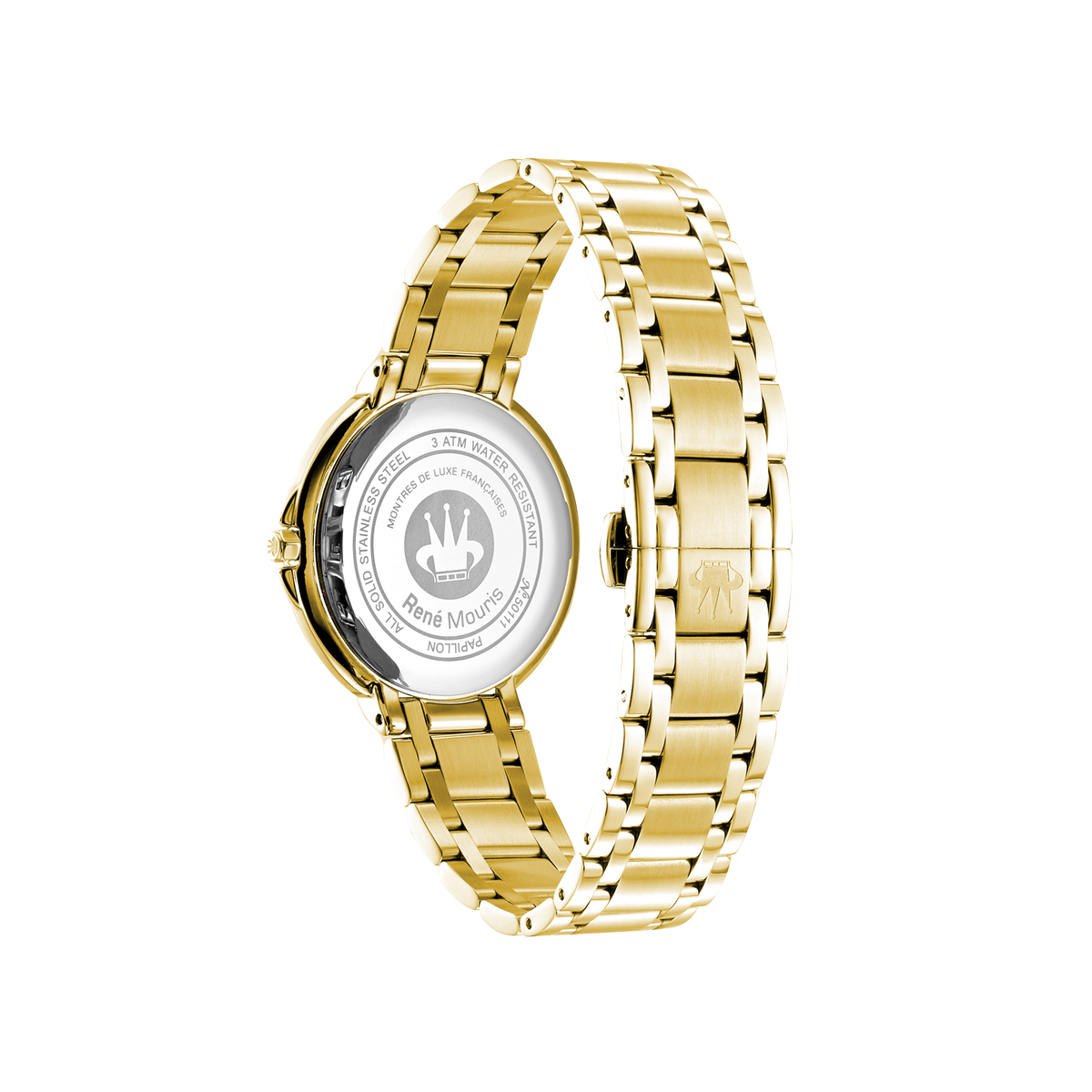 René Mouris Papillon 50111RM6 women's watch, gold with champagne mother-of-pearl dial – case back