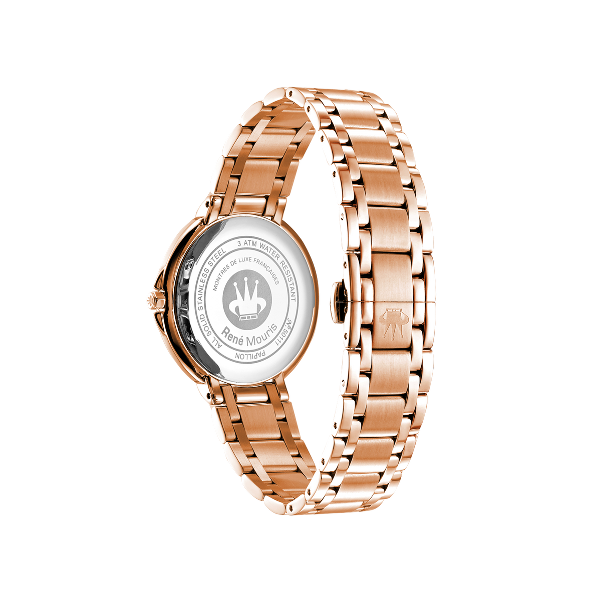 René Mouris Papillon 50111RM7 women's watch, rose gold with blush-pink mother-of-pearl dial – case back
