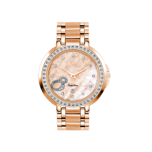 René Mouris Papillon 50111RM7 women's watch, rose gold with blush-pink mother-of-pearl dial – front view