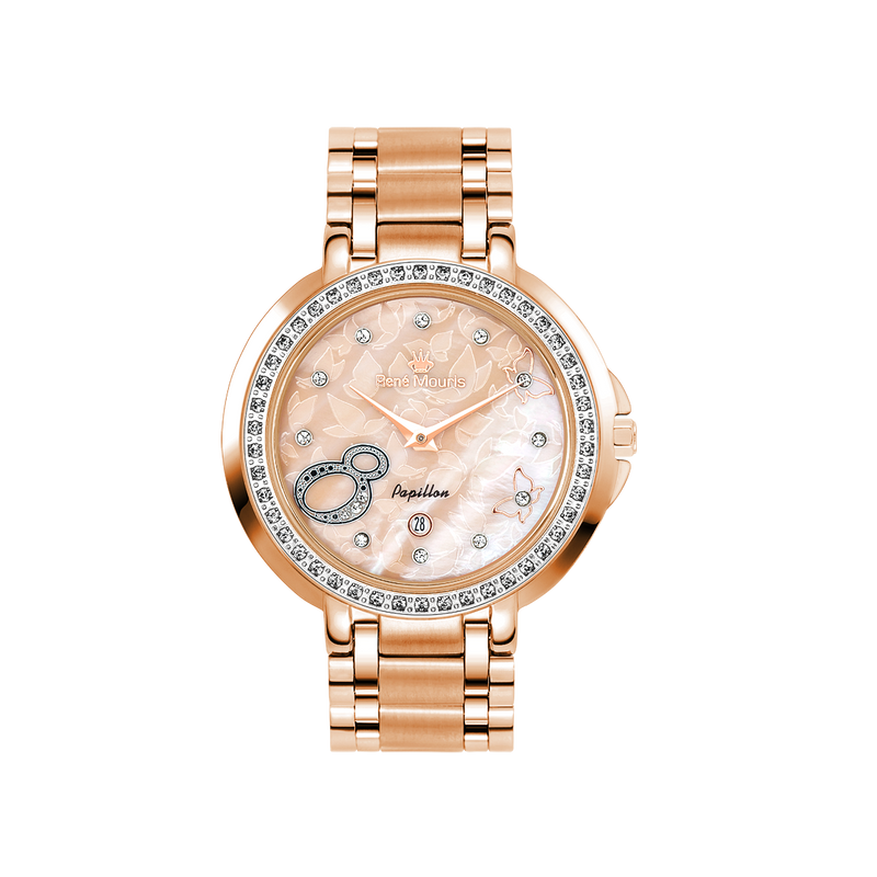 Papillon-50111RM7 Women's Watch – Rose Gold, Pink Mother-of-Pearl Dial