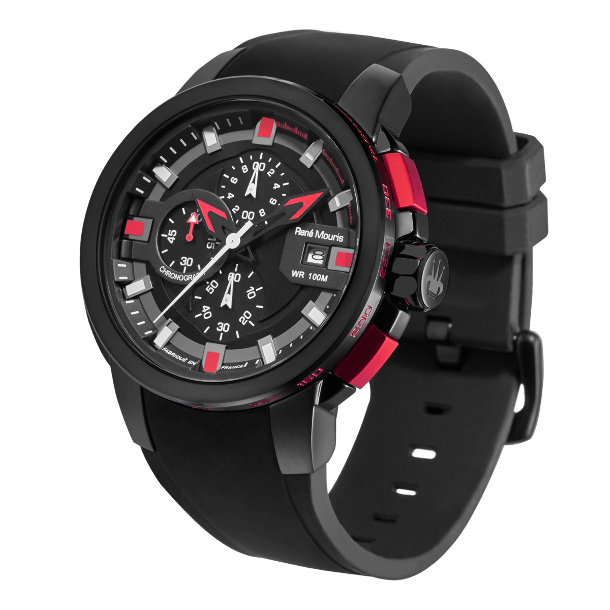 René Mouris Prowler 90123RM3 men's watch, black, red accents – side profile