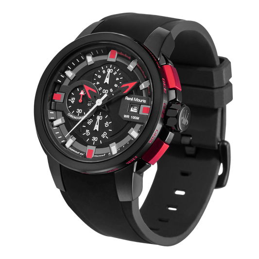 René Mouris Prowler 90123RM3 men's watch, black, red accents – side profile