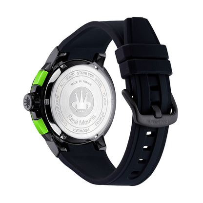 René Mouris Prowler 90123RM4 men's watch, black, green accents – case back