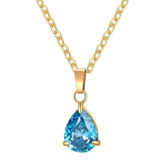 "Teardrop" Necklace, 18K Gold Plated Steel